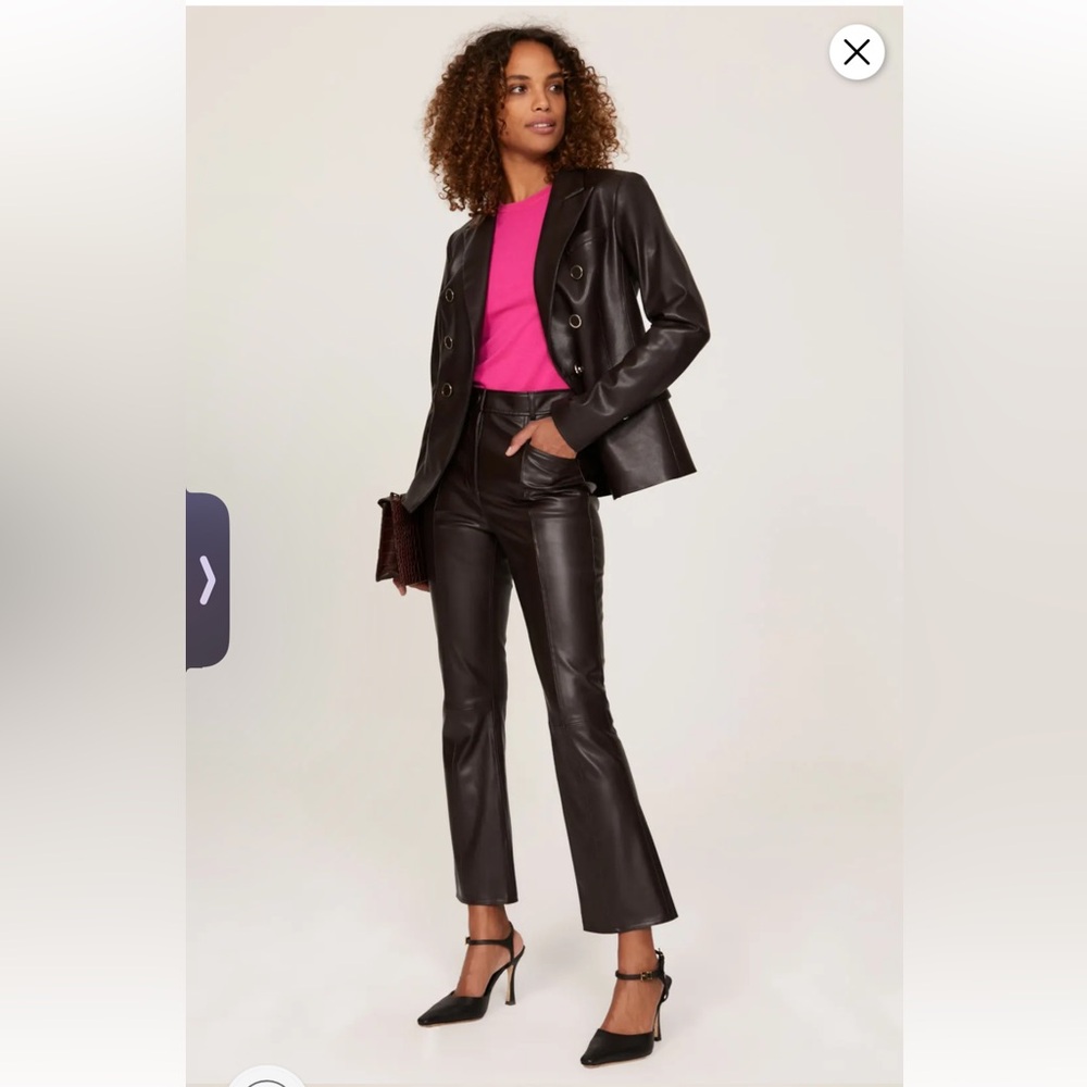 Milly Hellena Faux Leather Pants in Brown Size 25
